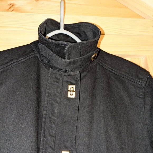 Ralph Lauren Jeans Black Canvas Military Jacket Womens Large Gold Toggle Utility - Picture 6 of 12
